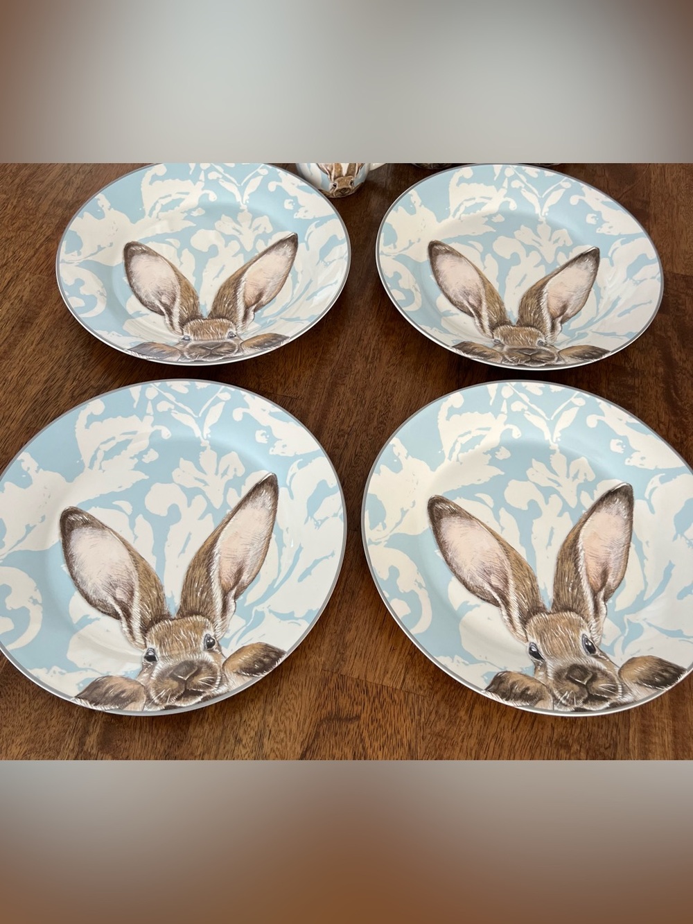 Williams Sonoma Blue Bunny Dinner Plates - Set of 4